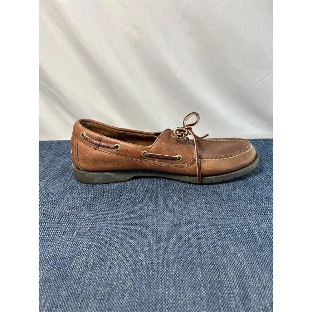 Mens Rockport Size 11 Casual Brown Leather Deck Boat Shoes Preppy Nautical